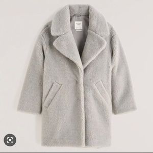 Abercrombie and fitch grey teddy bear coat